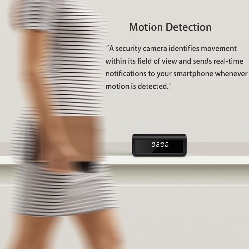 Clock camera motion detection and night vision for home monitoring